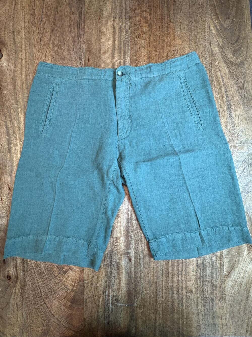 Heron Haberdashery Shorts Mens 36 Green Linen Chino Drawstring Italy Casual